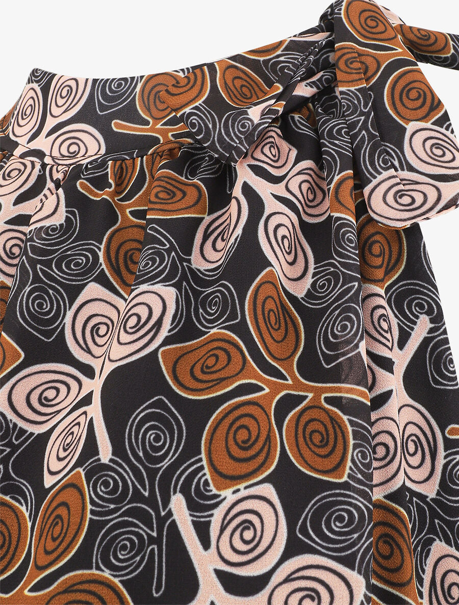 Top en voile superposé imprimé fantaisie - Noir - 3