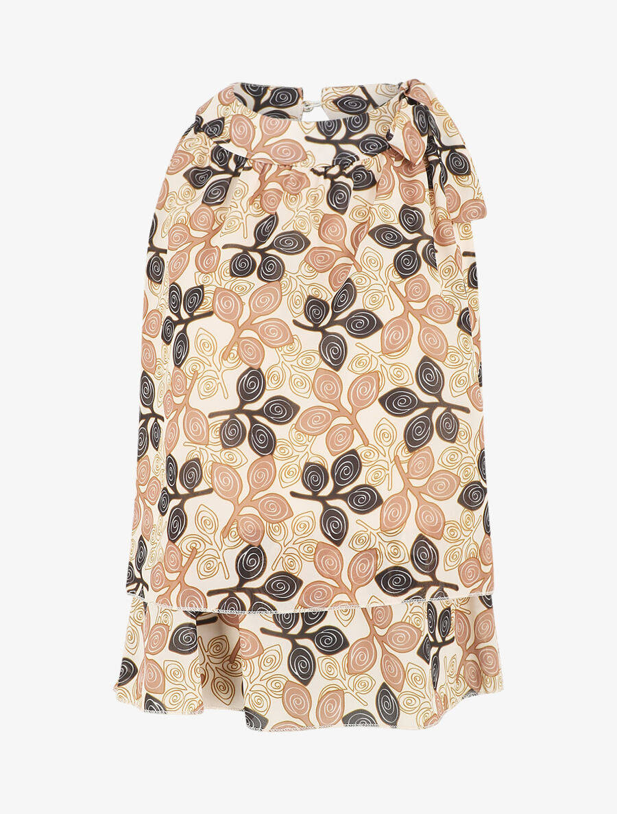 Top en voile superposé imprimé fantaisie - Beige - 1