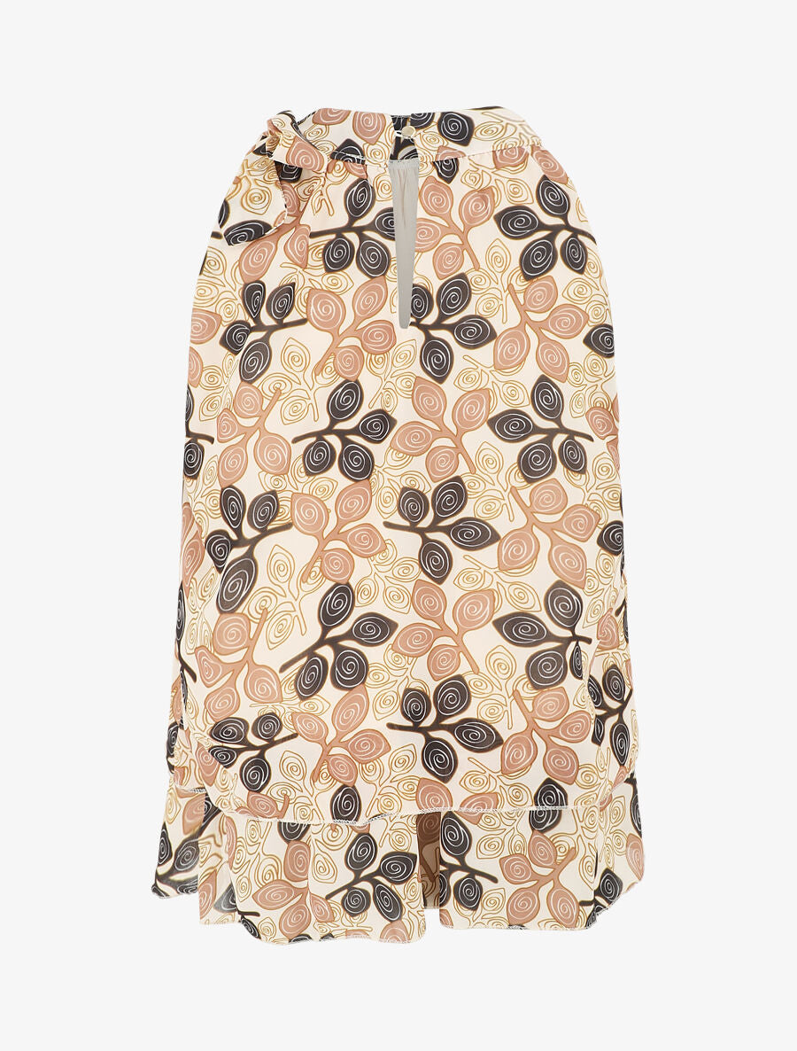 Top en voile superposé imprimé fantaisie - Beige - 2