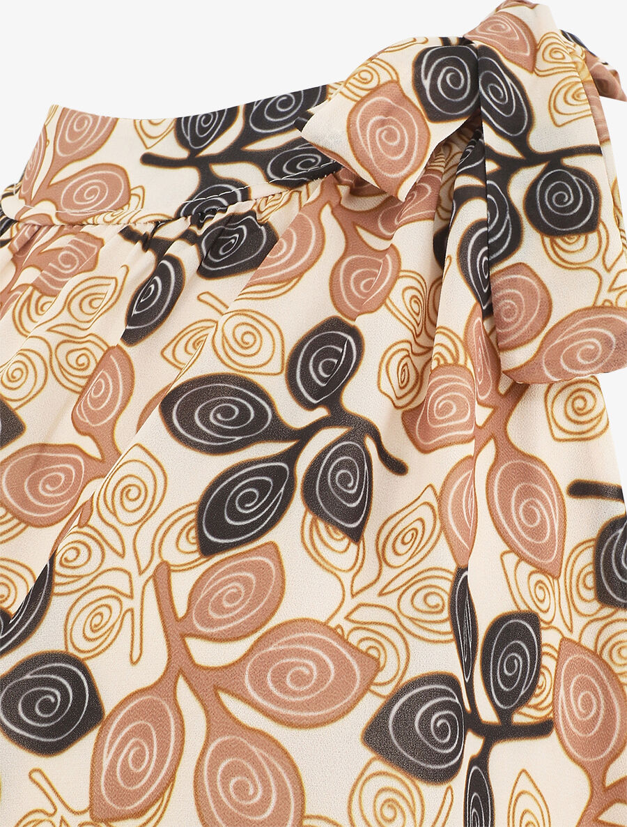 Top en voile superposé imprimé fantaisie - Beige - 3