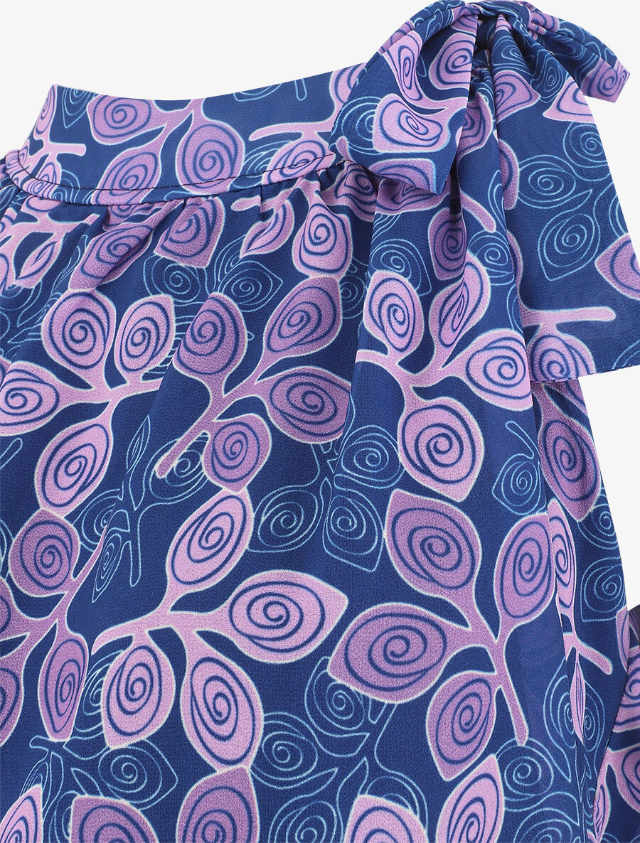 Top en voile superposé imprimé fantaisie - Marine - 3