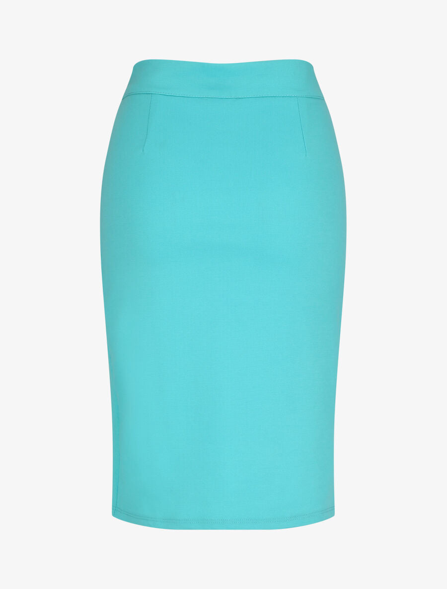 Jupe crayon drapée à zip - Bleu turquoise - 2