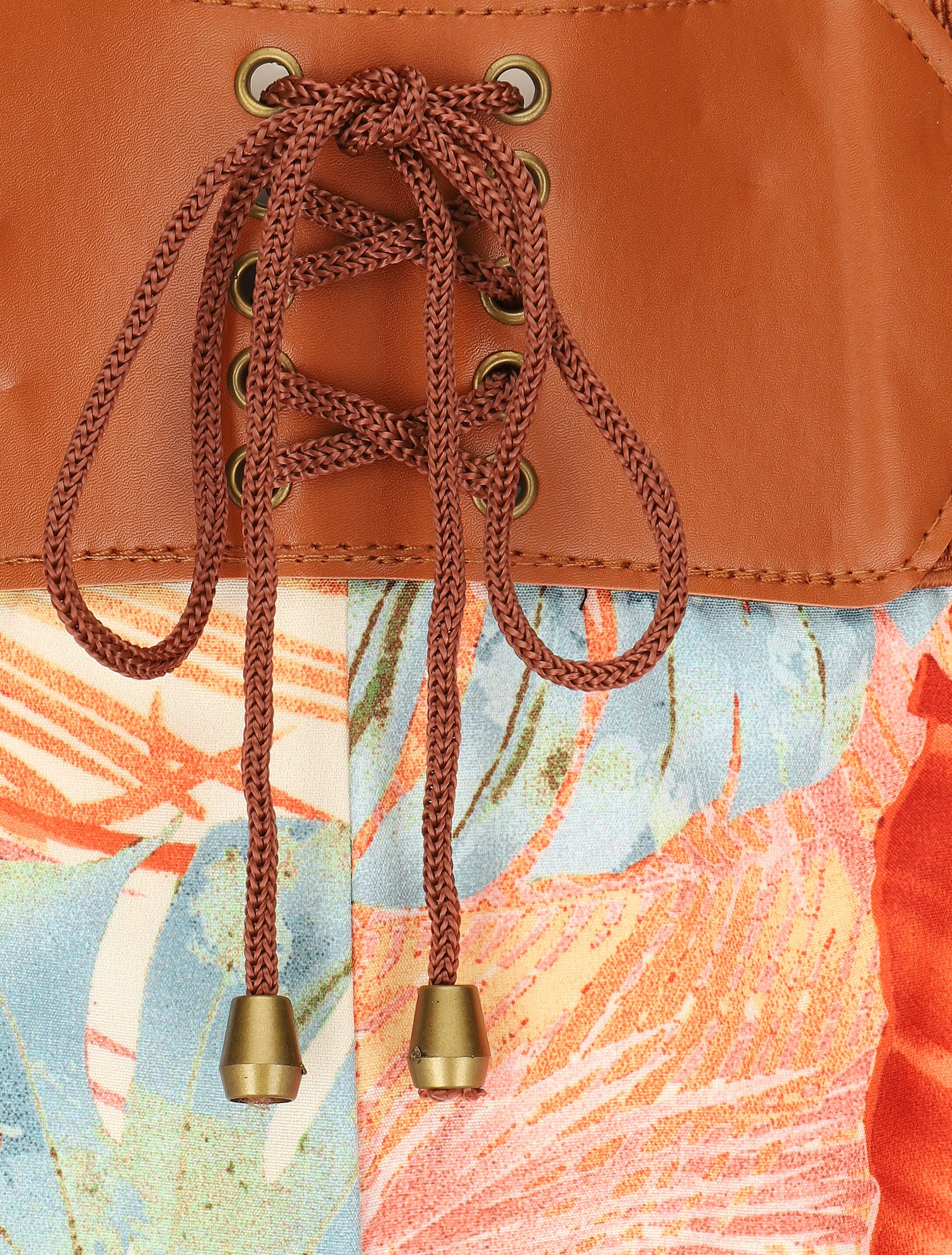 Pantalon imprimé tropical à taille haute - Rouge - 3