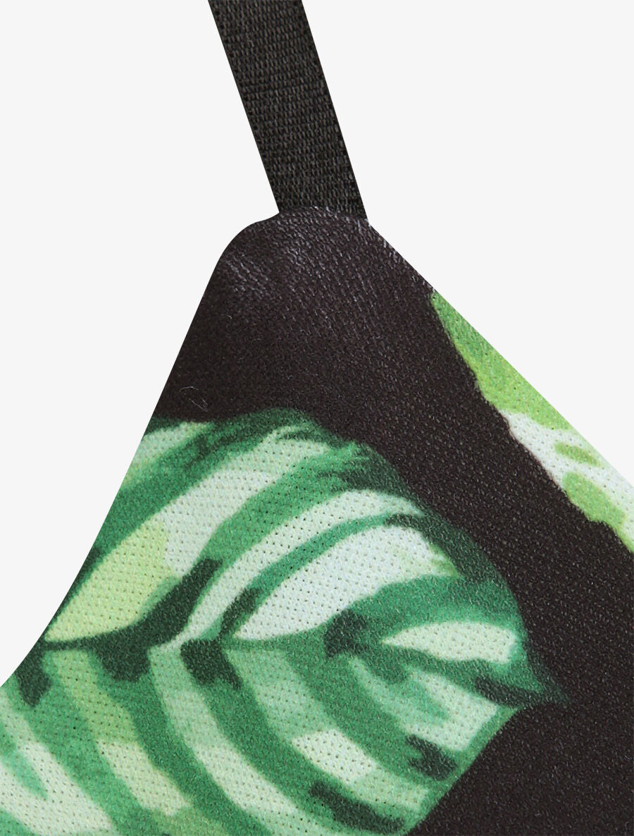 Robe patineuse courte à volants imprimé hibiscus - Noir - 3