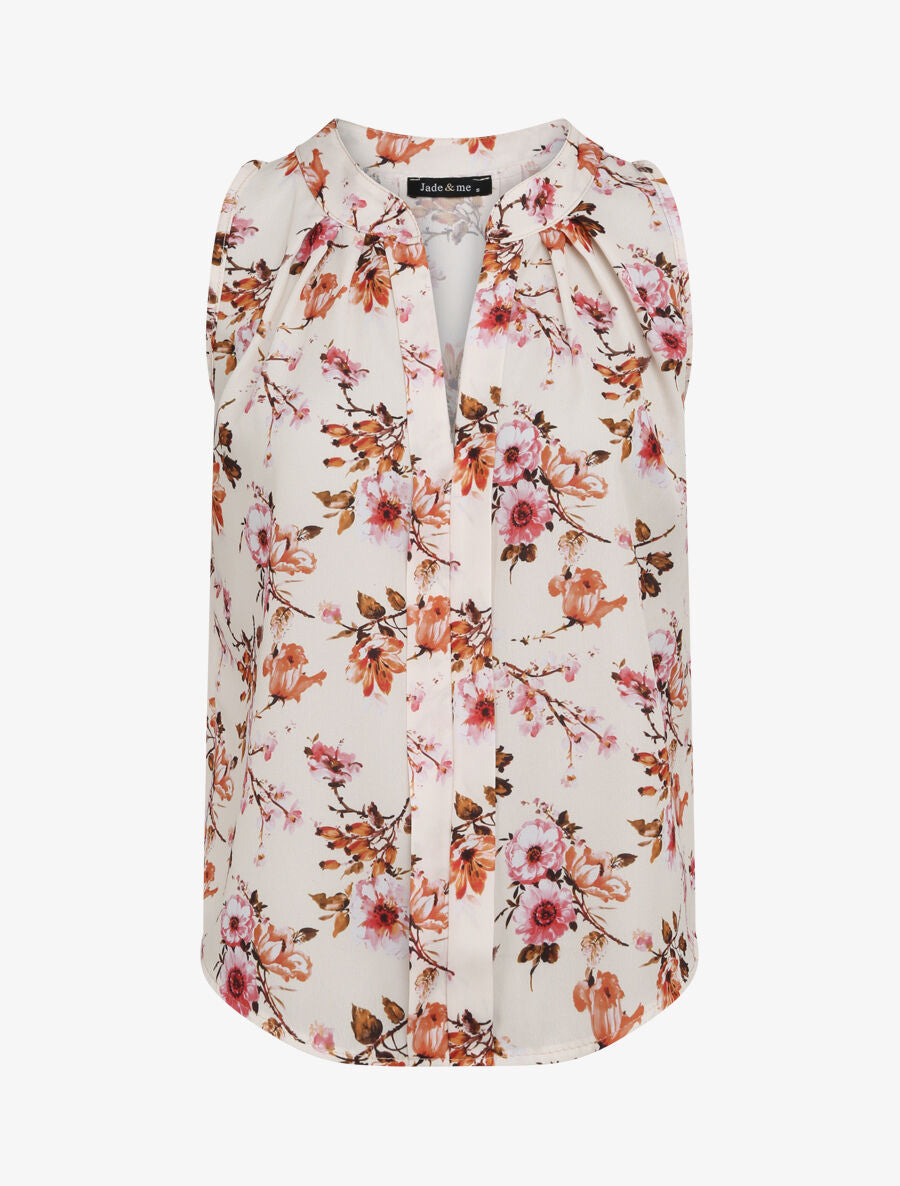Top droit imprimé bouquet automnal - Blanc - 1