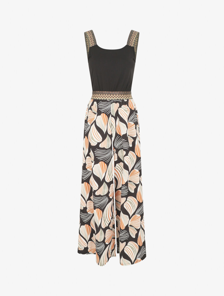 Combinaison fluide à imprimé pétales de fleurs - Noir - 2