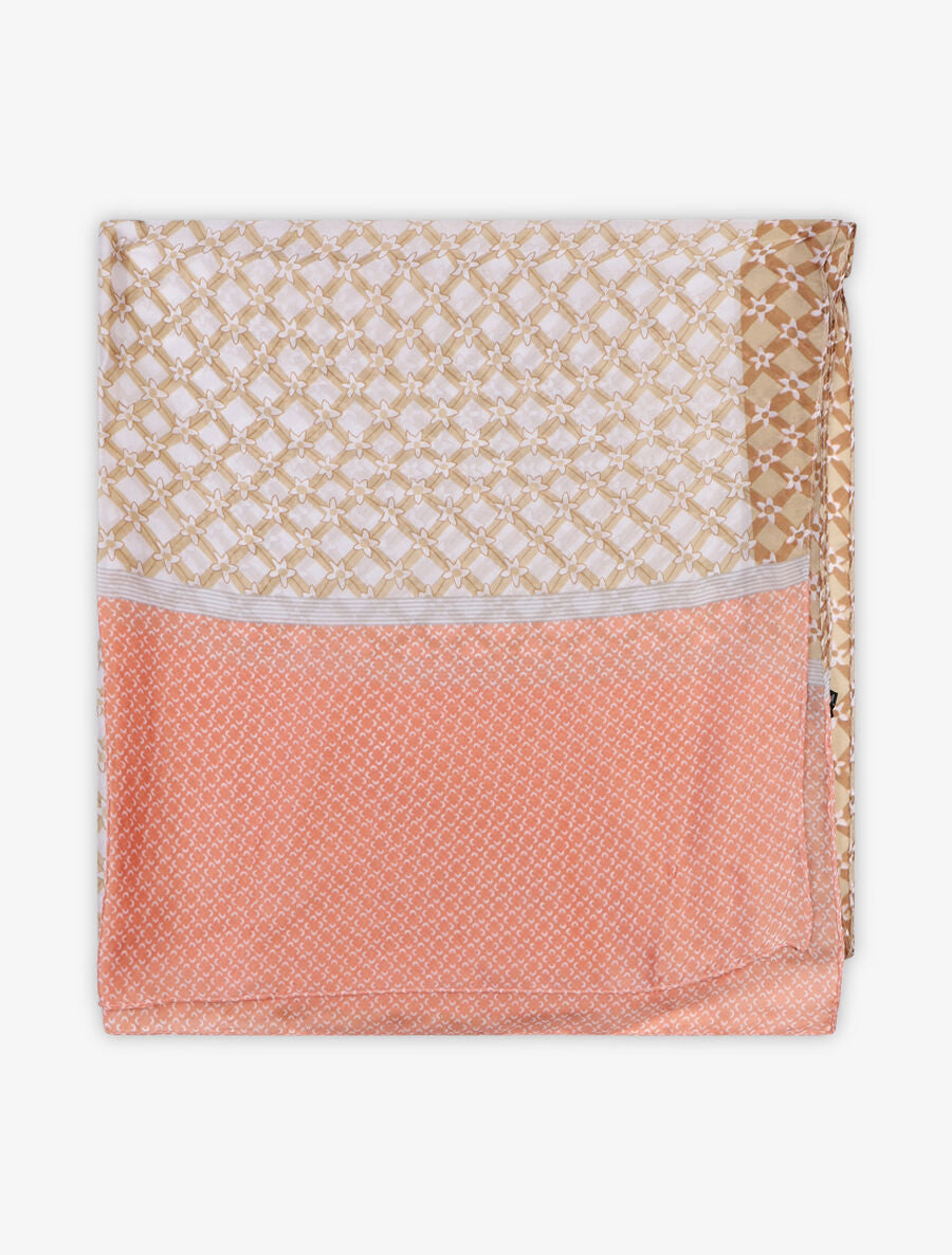 Foulard imprimé floral stylisé - Saumon - 2