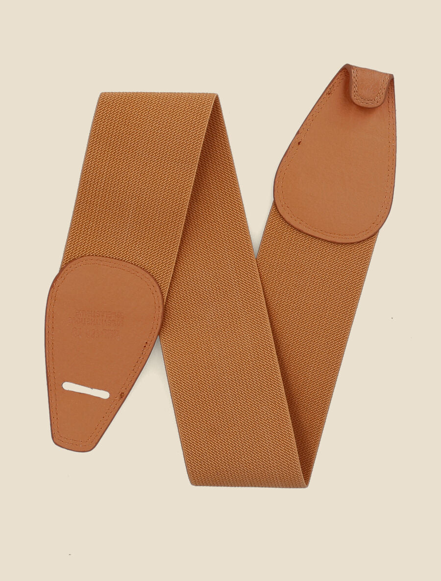 Ceinture unie élastiquée à crochet - Camel - 1