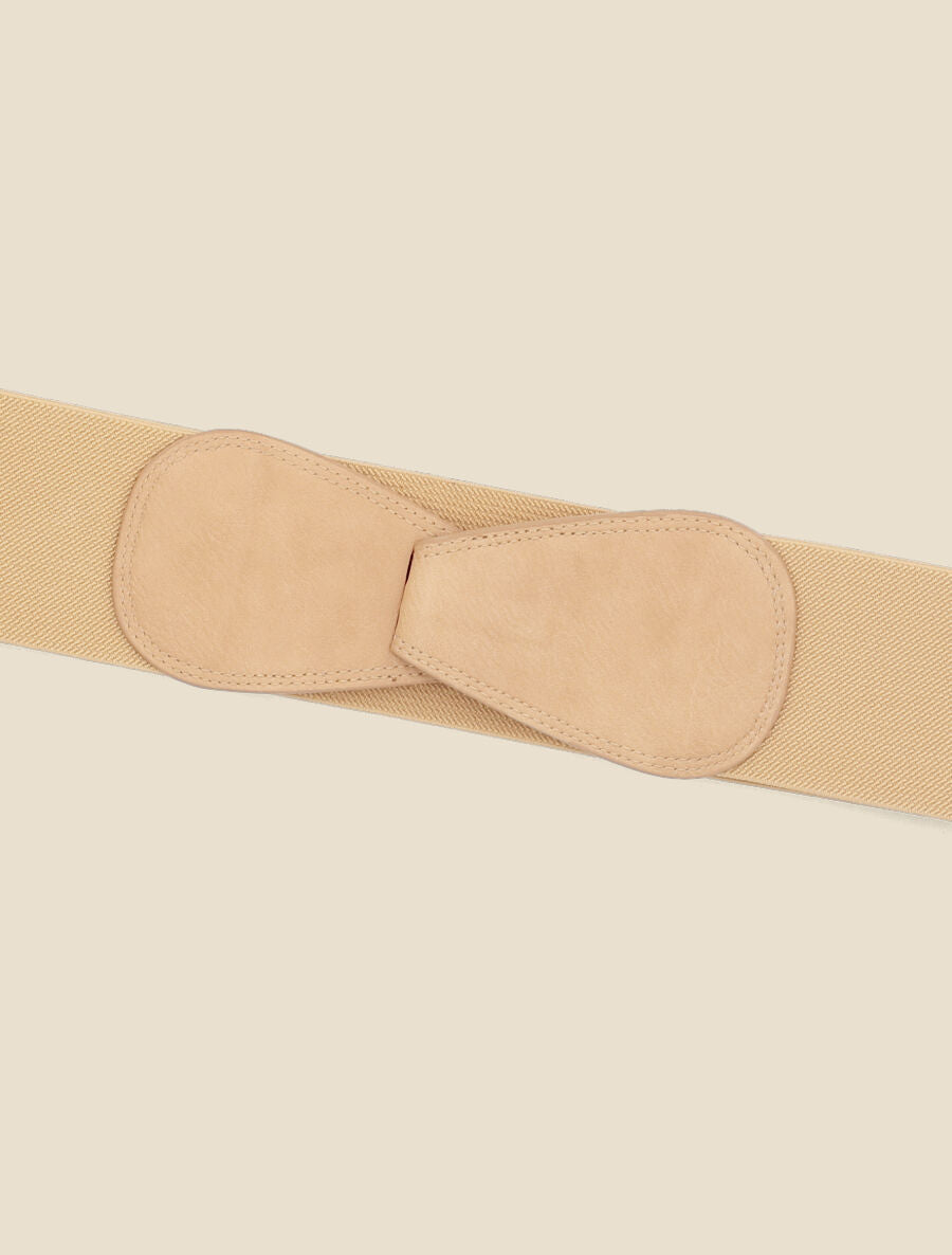 Ceinture unie élastiquée à crochet - Beige - 2