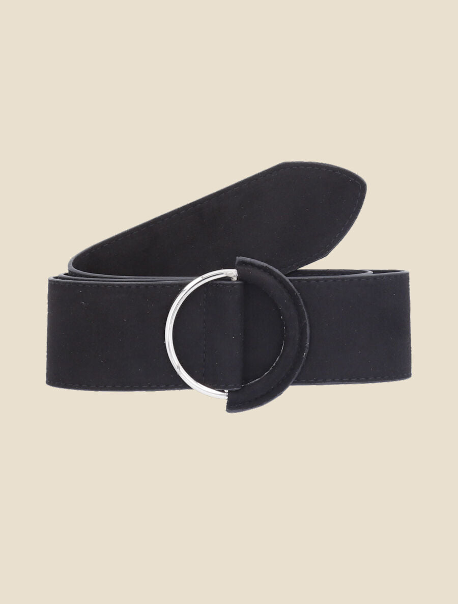 Ceinture en simili à boucle bimatière - Noir - 2