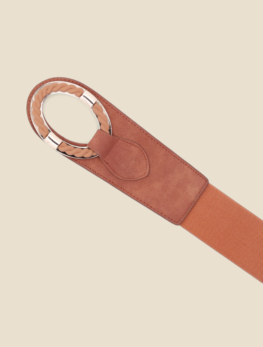 Ceinture bi-matière à boucle tressée - Orange - 2