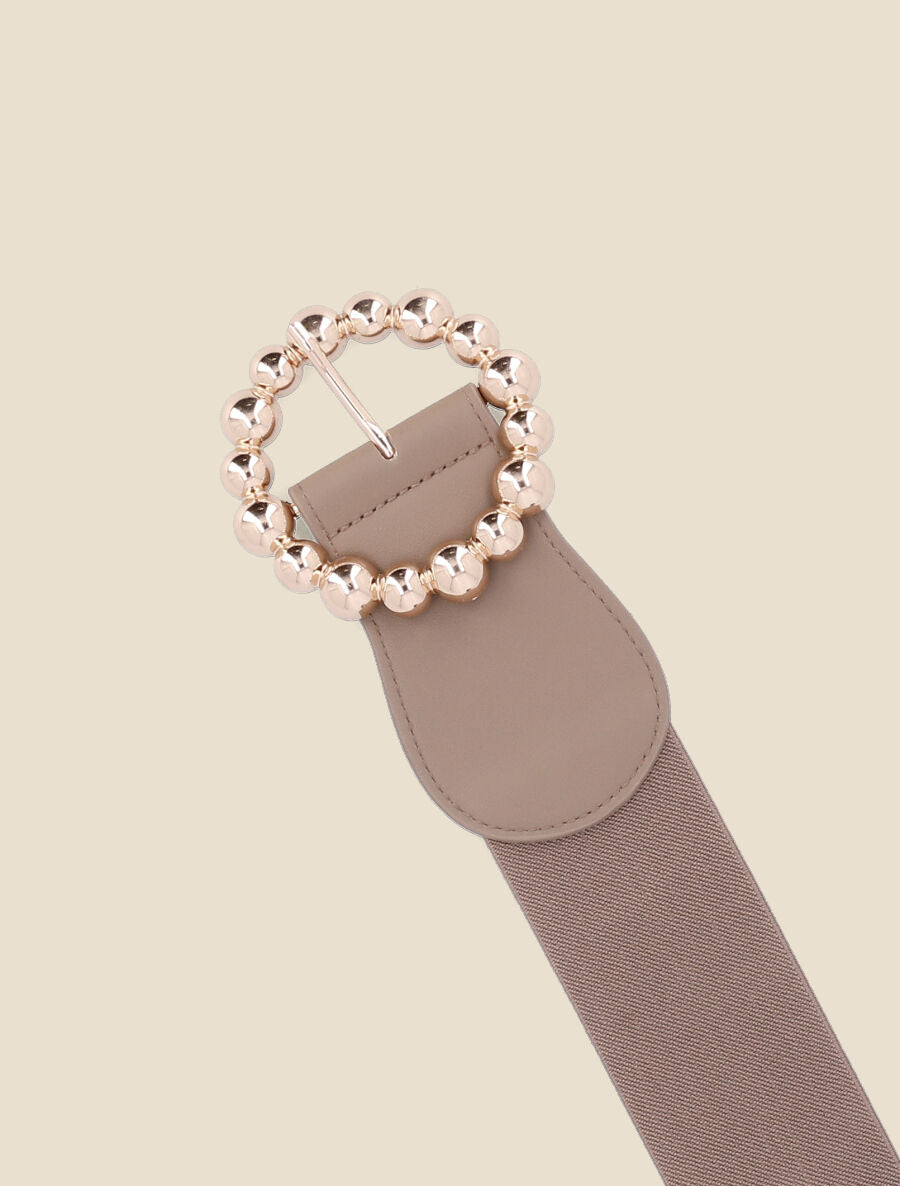 Ceinture élastiquée à boucle ronde à billes - Taupe - 2