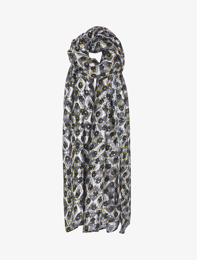 Foulard à imprimé pois stylisé et lamé - Noir - 1
