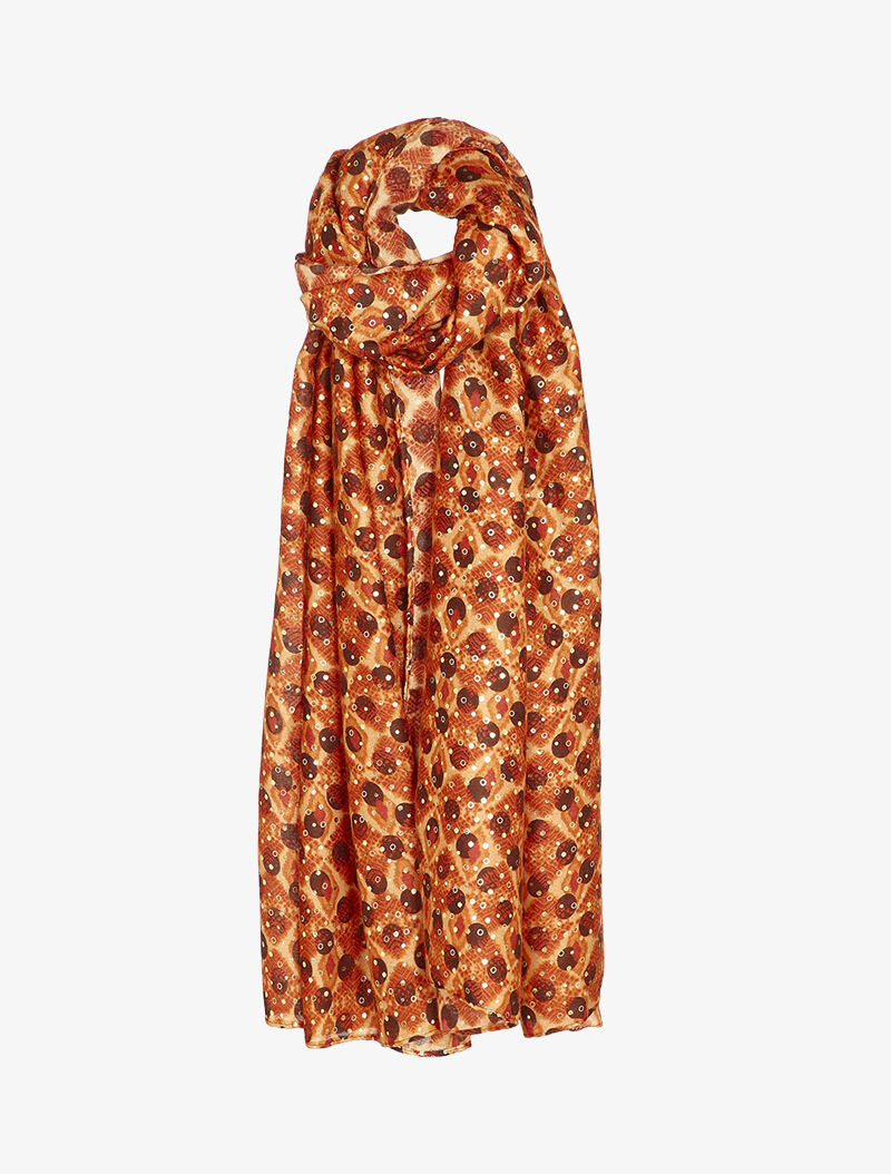 Foulard à imprimé pois stylisé et lamé - Orange - 1