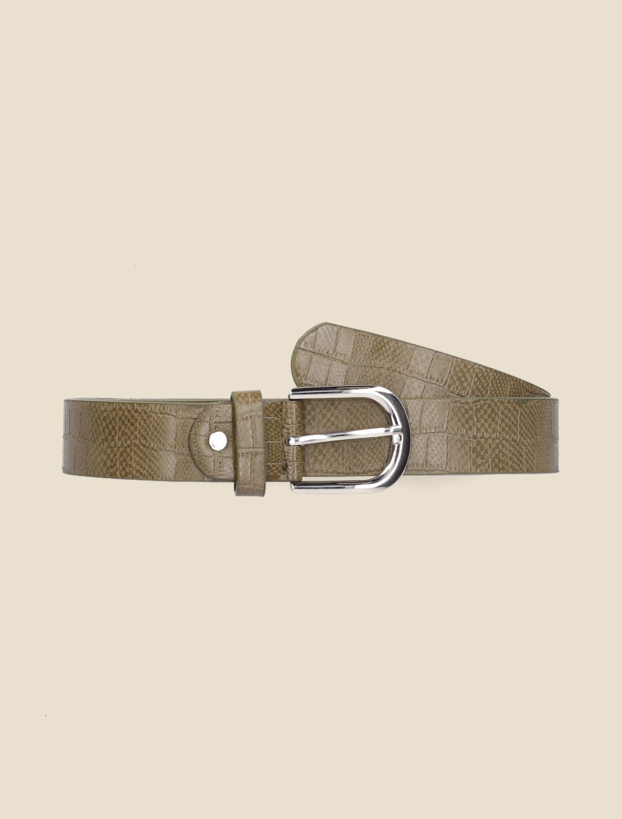 Ceinture en simili effet croco - Kaki - 1