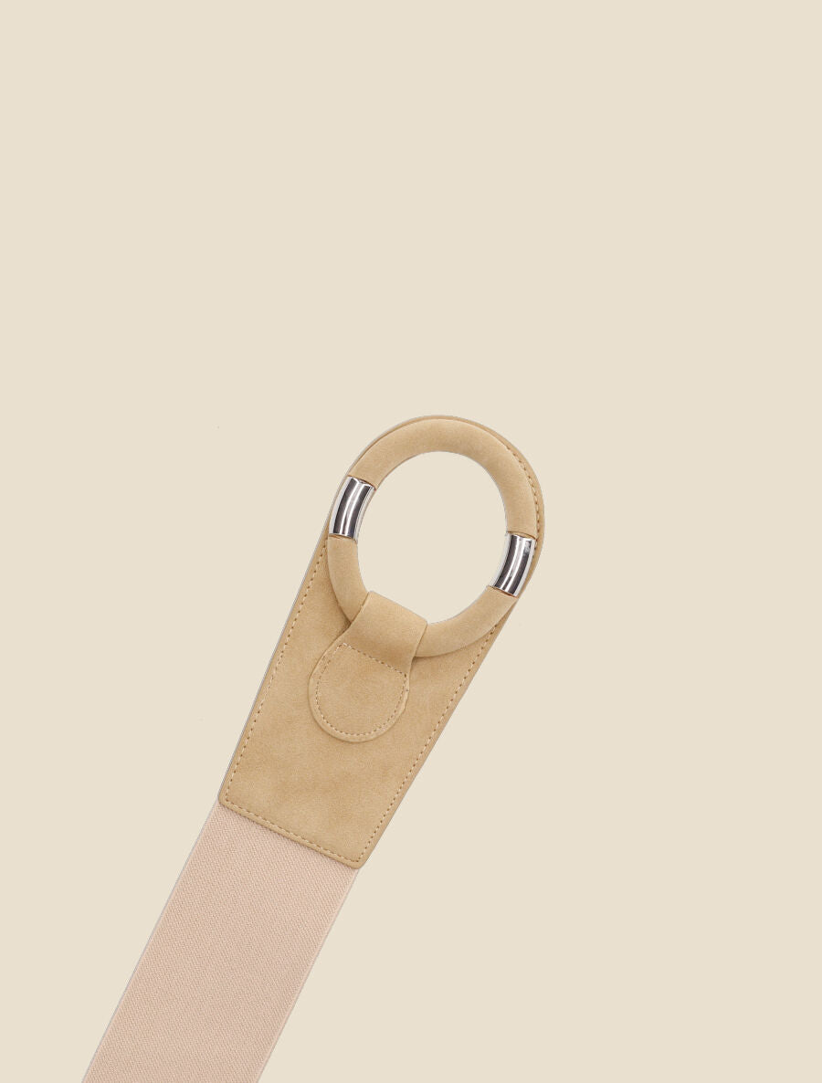 Ceinture à boucle ronde stylisée - Beige - 2
