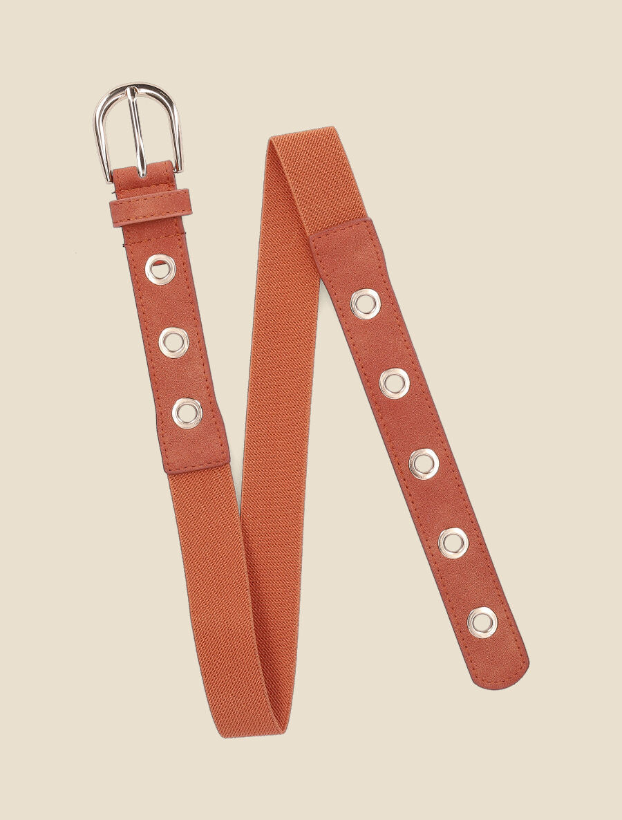 Ceinture à anneaux métalliques - Camel - 1