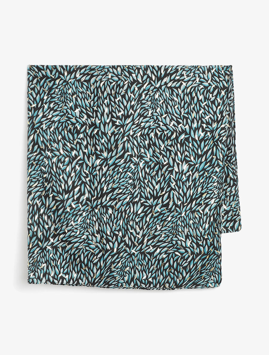 Foulard à imprimé feuilles irisées - Bleu canard - 2