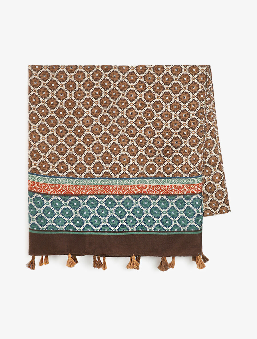 Foulard à imprimé mosaïque - Beige - 2