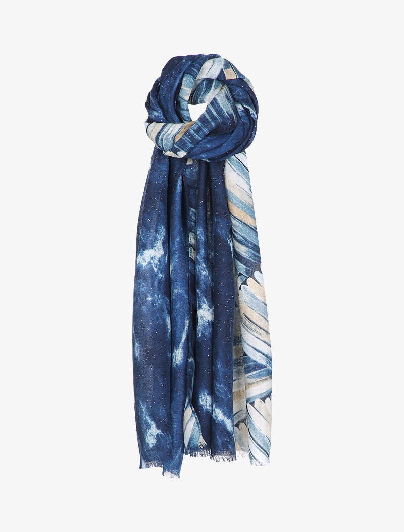 Foulard tie and dye à motifs stylisés et paillettes - Marine - 1