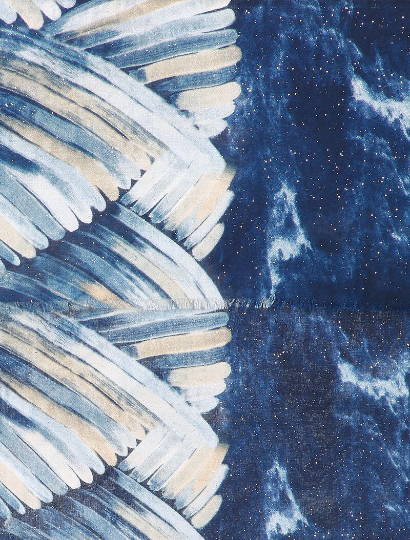 Foulard tie and dye à motifs stylisés et paillettes - Marine - 2