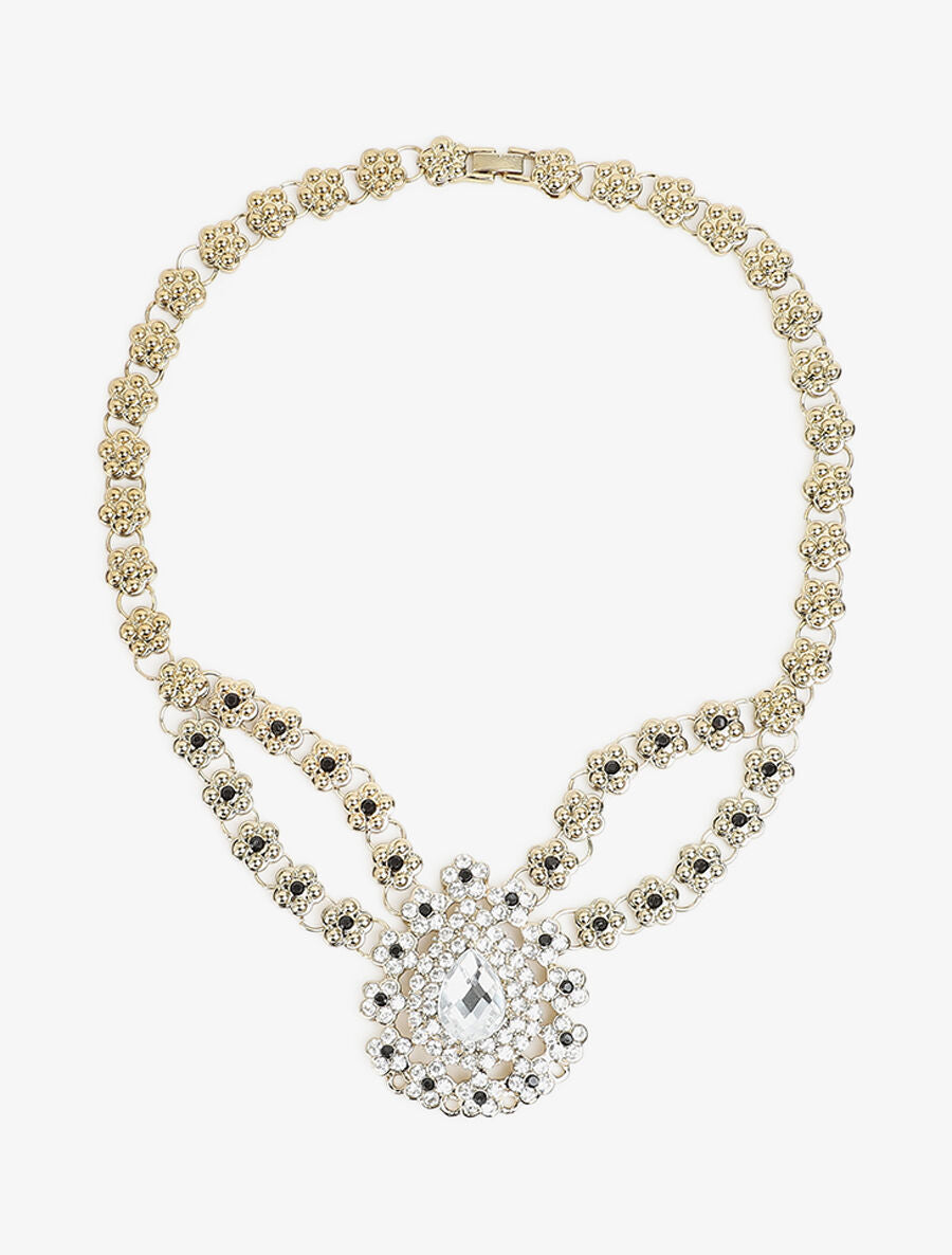 Parure 3 sets à détail fleurs ornés de zircons blancs et noirs - Or - 5