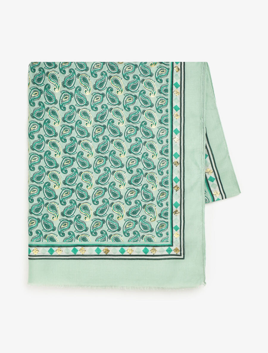 Foulard imprimé cachemire irisé - Vert - 2