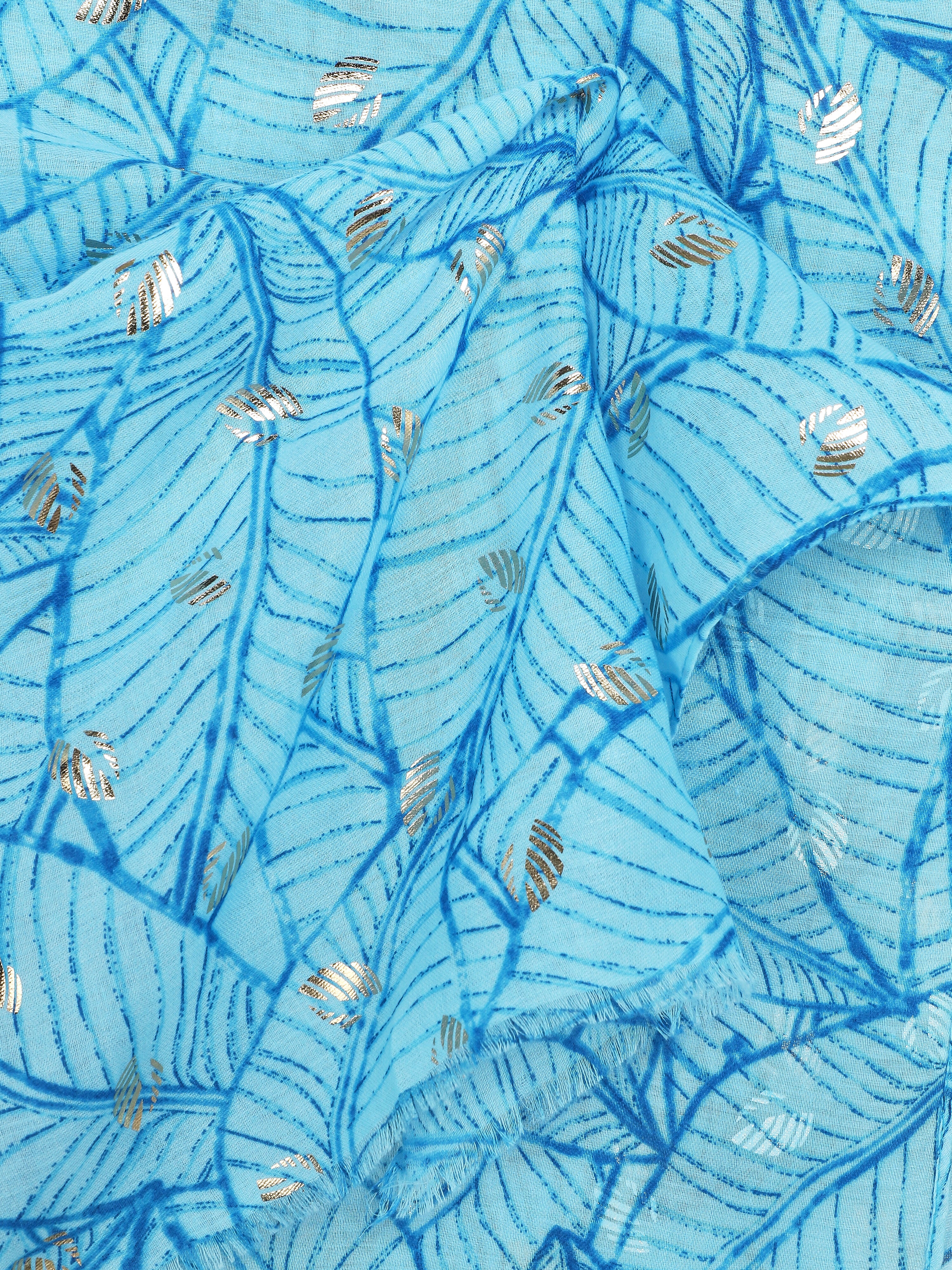Foulard imprimé feuilles irisées - Bleu - 3