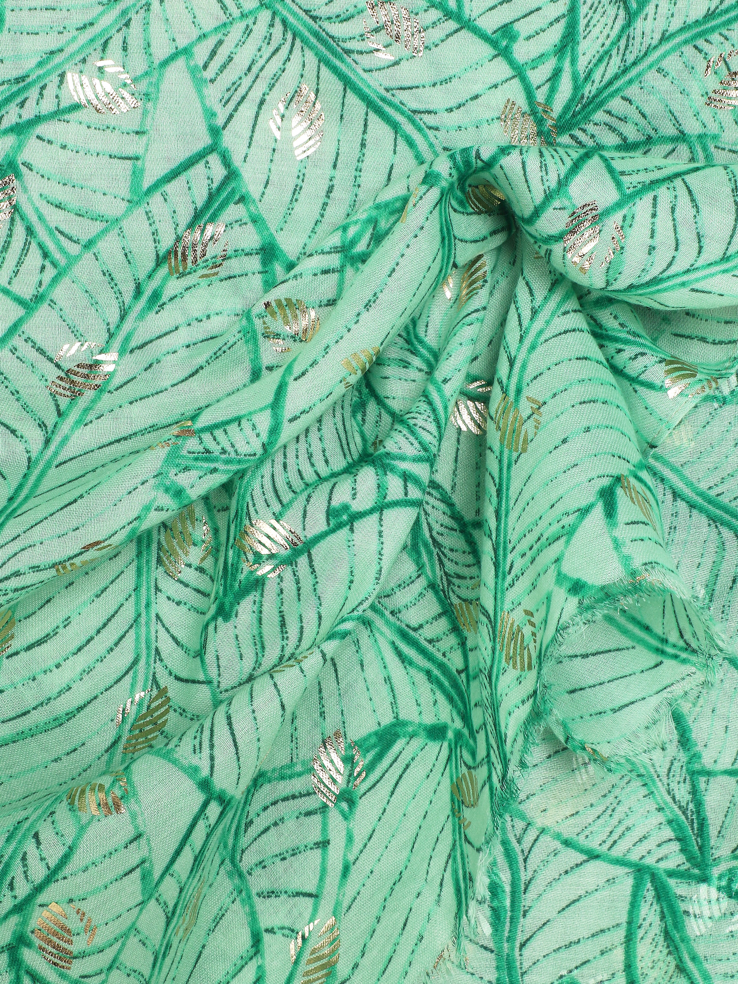 Foulard imprimé feuilles irisées - Vert - 3