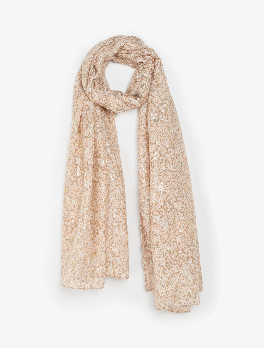 Foulard à petites fleurs irisées - Beige - 4