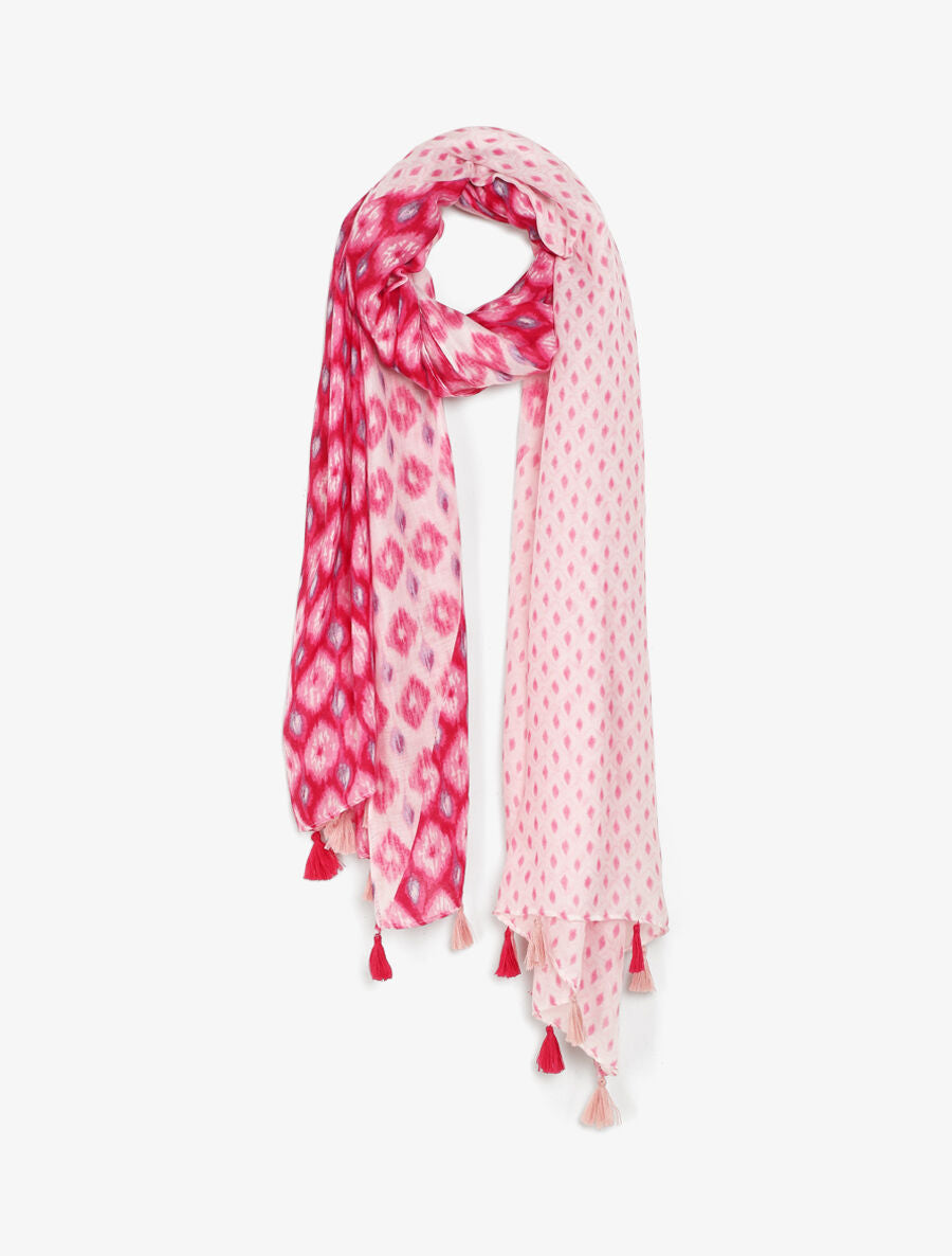 Foulard à pompons imprimé fantaisie - Fuschia - 1