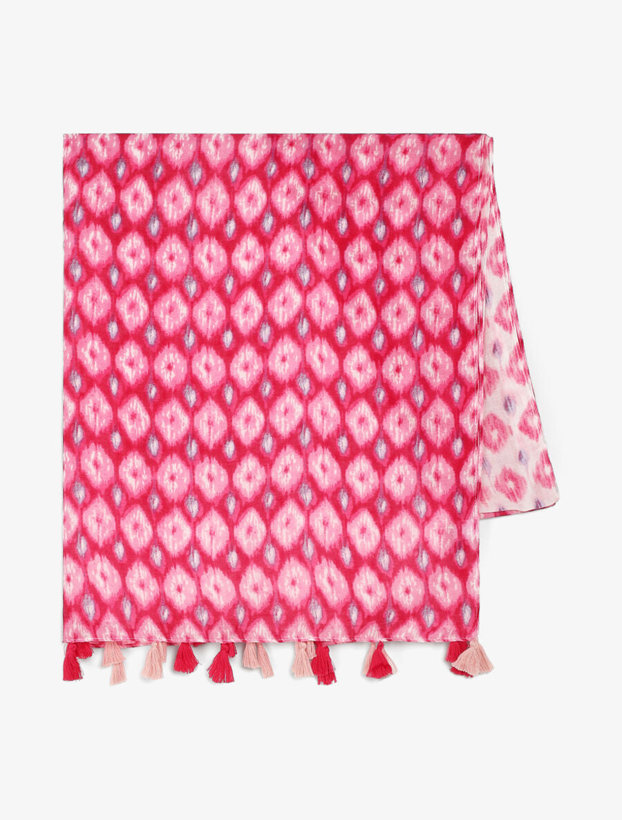 Foulard à pompons imprimé fantaisie - Fuschia - 2