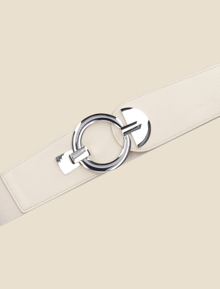 Ceinture bi-matière à boucle ronde - Beige - 2