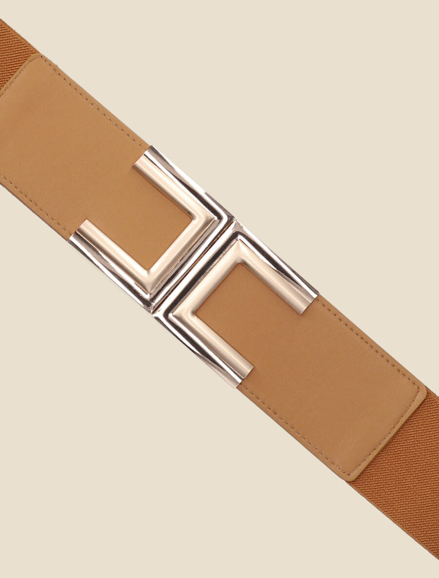 Ceinture élastiquée à boucle clip - Camel - 2