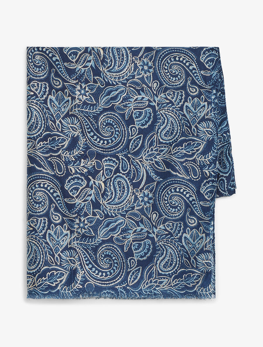 Foulard imprimé cachemire irisé - Bleu - 2