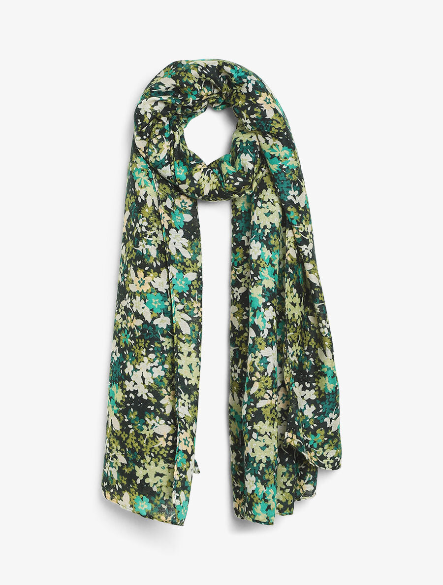 Foulard à imprimé fleuri et paillettes - Vert - 4