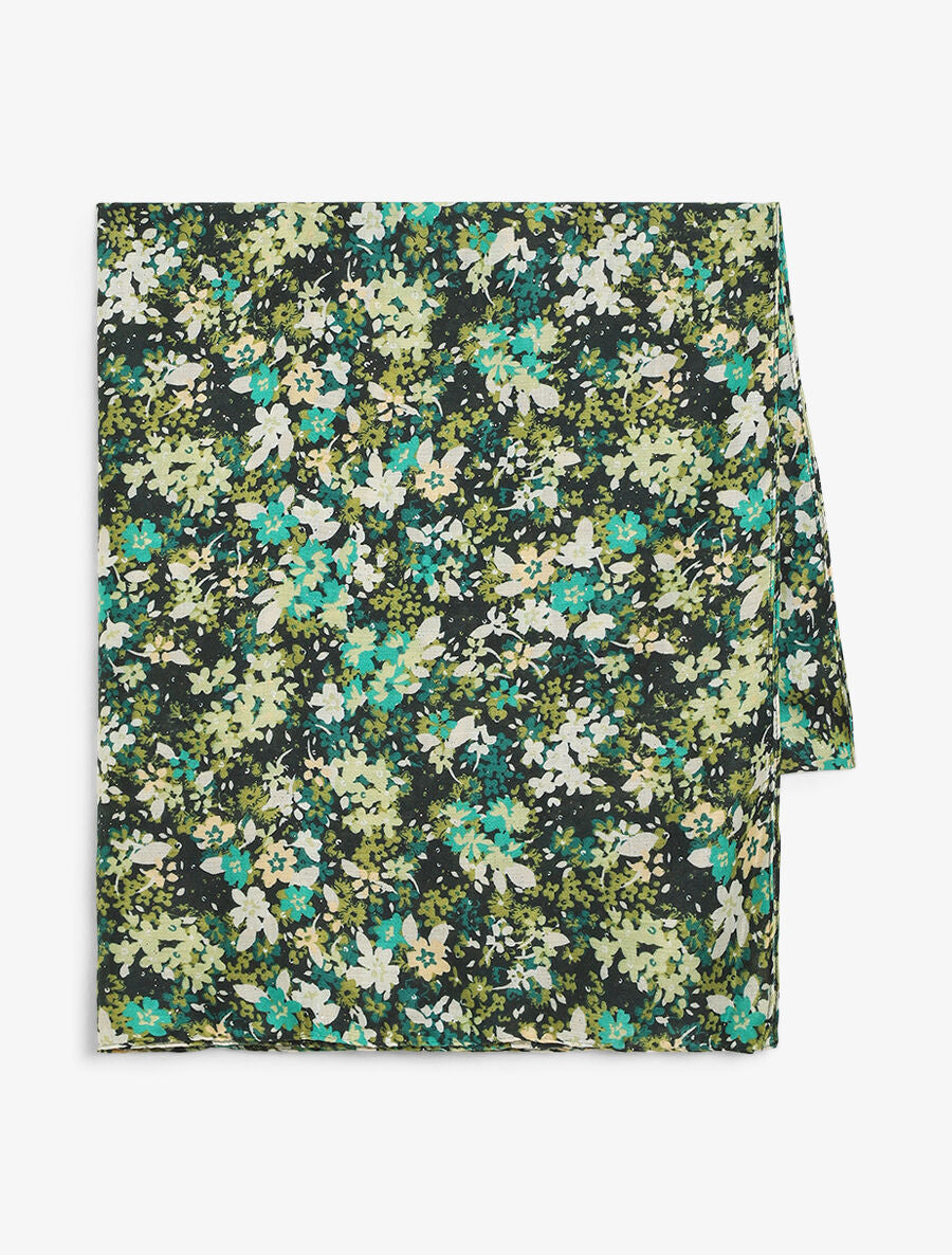 Foulard à imprimé fleuri et paillettes - Vert - 2