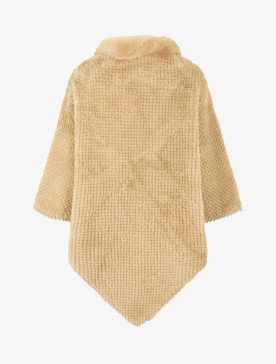 Poncho uni à motif quadrillé - Taupe - 2