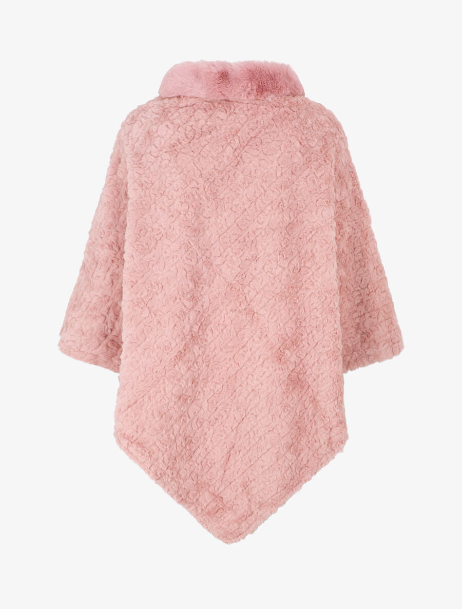 Poncho uni effet angora - Vieux rose - 2