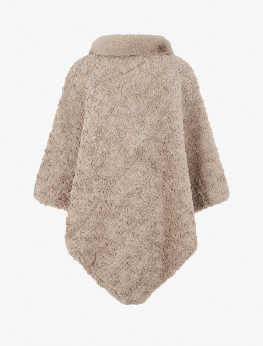 Poncho uni effet angora - Taupe - 2