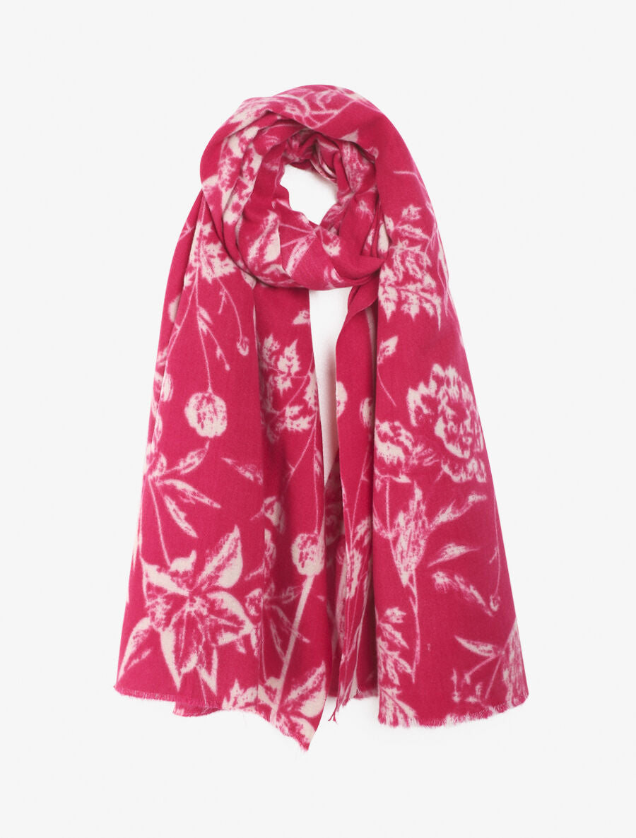 Echarpe à motif floral - Fuchsia - 1