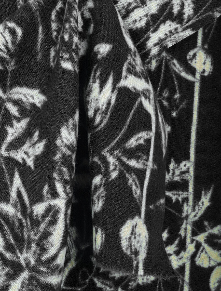 Echarpe à motif floral - Noir - 3