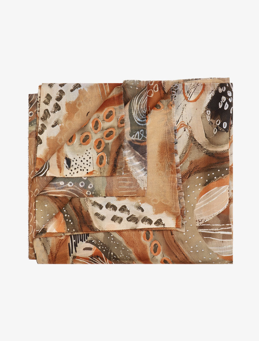 Foulard à imprimé psychédélique - Taupe - 2