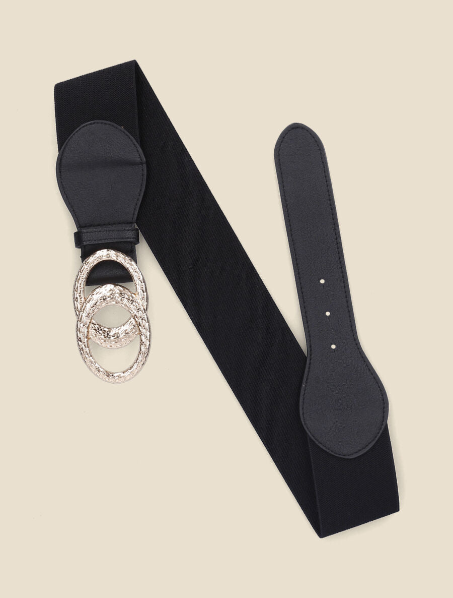 Ceinture à double boucles ovales - Noir - 1