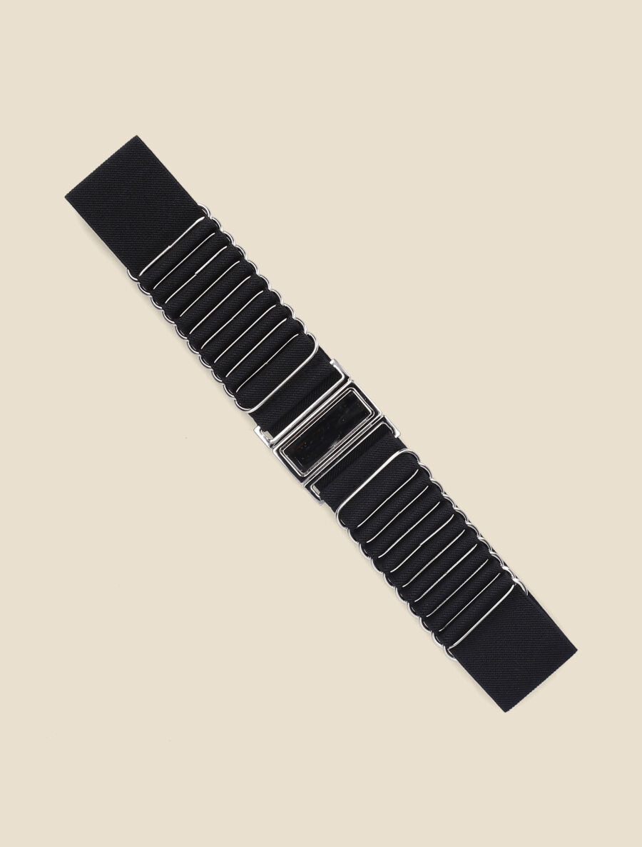 Ceinture élastiquée style acordéon - Noir - 2