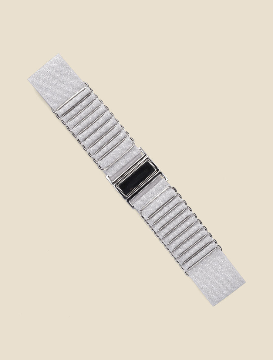 Ceinture élastiquée style acordéon - Argent - 1