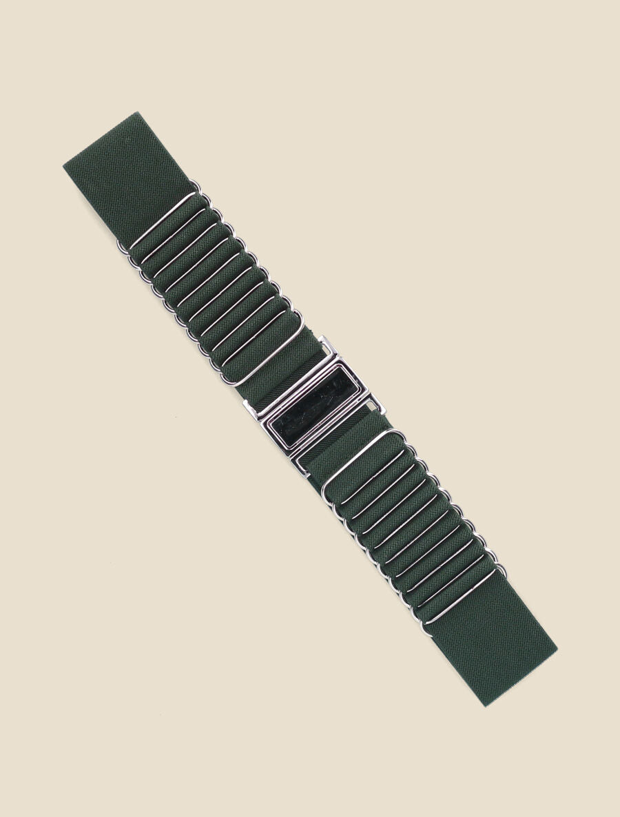 Ceinture élastiquée style acordéon - Vert - 2