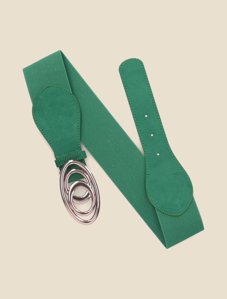 Ceinture en suédine à boucle ovale - Vert - 1