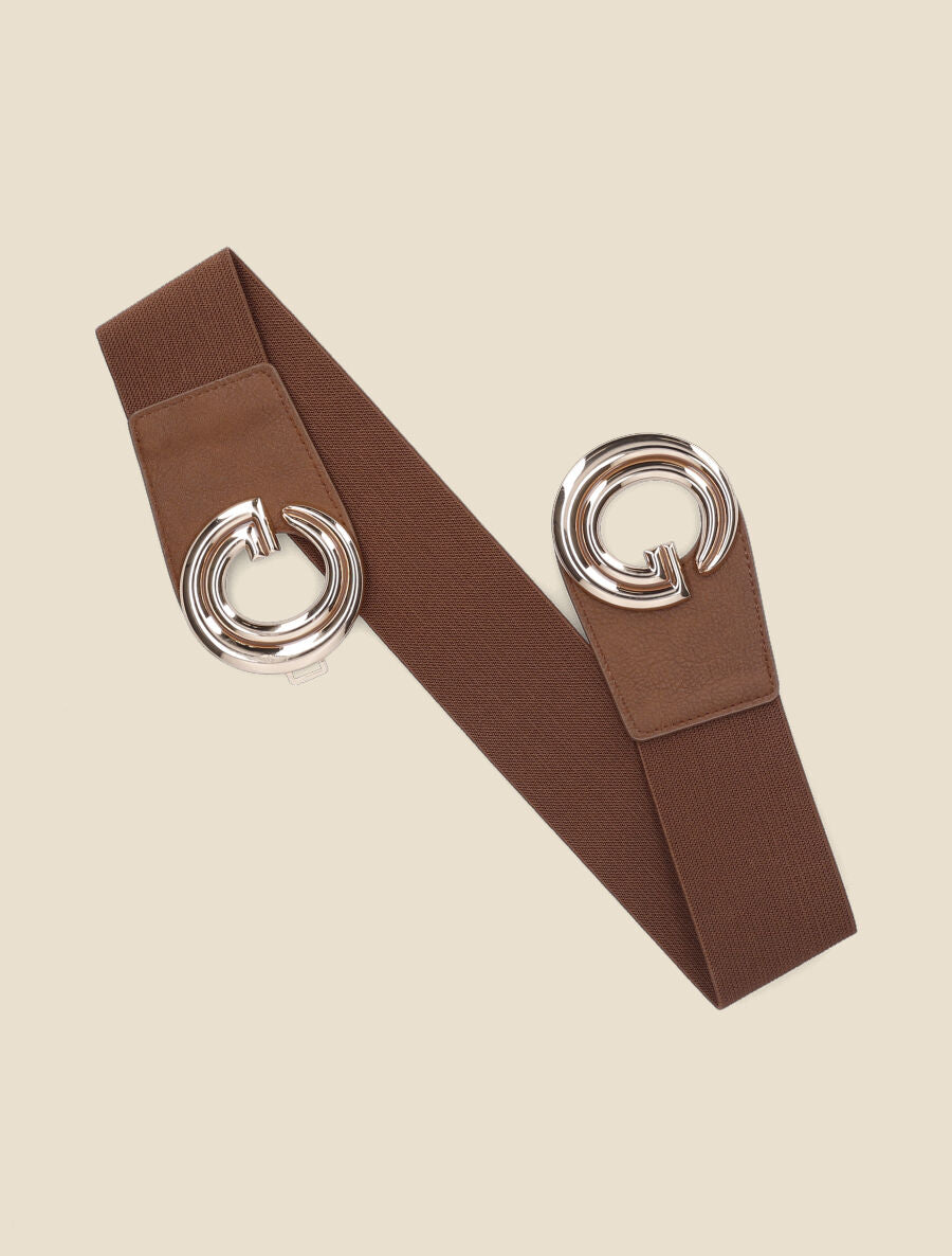 Ceinture élastiquée à boucle G - Marron - 1