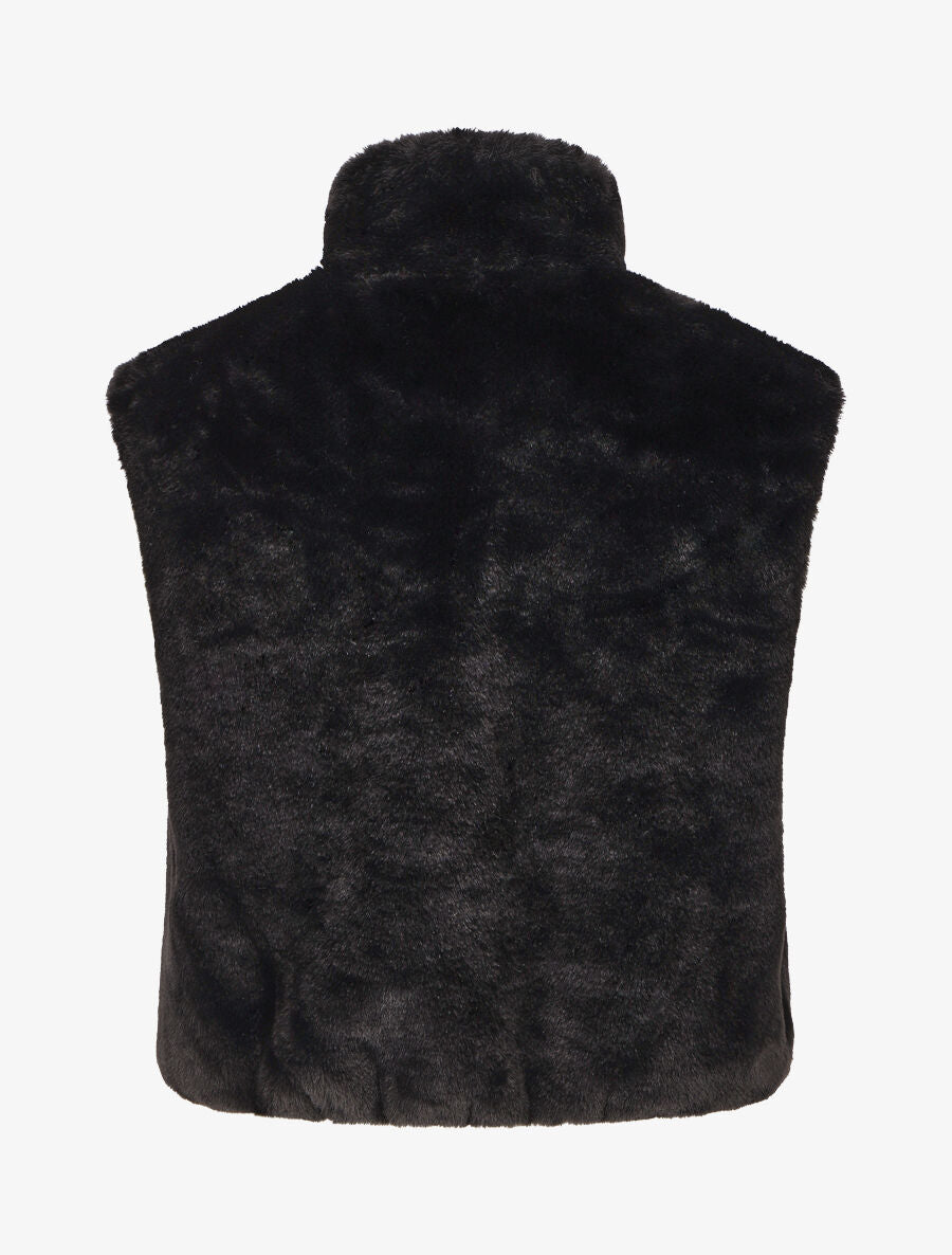 Veste sans manches en fausse fourrure - Noir - 2